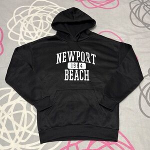 SHEIN Black Newport Beach 1984 Graphic Hoodie